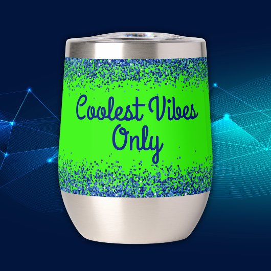 Blauw Glitter & Tekst op Groen- alleen Coolste Vib