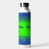 Blauw Glitter & Tekst op Groen- alleen Coolste Vib Waterfles (Links)