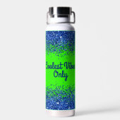 Blauw Glitter & Tekst op Groen- alleen Coolste Vib Waterfles (Achterkant)