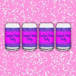 Blauw Glitter & Tekst op Roze - Coolest Vibes Only Blikvorm Glas