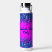 Blauw Glitter & Tekst op Roze - Coolest Vibes Only Waterfles (Voorkant)