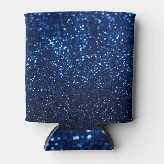 Blauw Glitter Textuur Feestelijke Sprankel Blikjeskoeler (Voorkant)