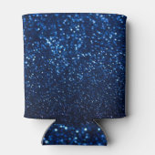 Blauw Glitter Textuur Feestelijke Sprankel Blikjeskoeler (Achterkant)
