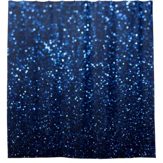 Blauw Glitter Textuur Feestelijke Sprankel Douchegordijn (Voorkant)