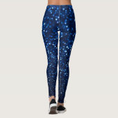 Blauw Glitter Textuur Feestelijke Sprankel Leggings (Achterkant)