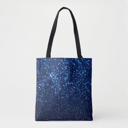 Blauw Glitter Textuur Feestelijke Sprankel Tote Bag (Voorkant)