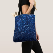 Blauw Glitter Textuur Feestelijke Sprankel Tote Bag (Dichtbij)