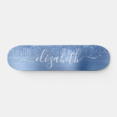 Blauw glitter uitlijnen op maat persoonlijk skateboard (Horizontaal)