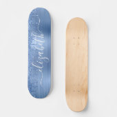 Blauw glitter uitlijnen op maat persoonlijk skateboard (Voorkant)