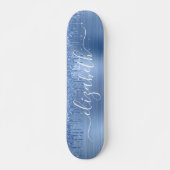 Blauw glitter uitlijnen op maat persoonlijk skateboard (Voorkant)