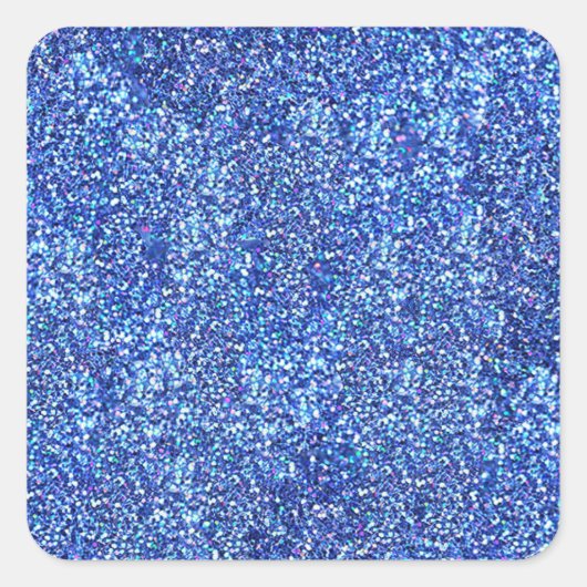 Blauw Glitter Uitzicht Lege Sjabloon Glamoureuze K Vierkante Sticker (Voorkant)