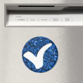 Blauw Glitter vinkje schrijfsymbool Magneet (Insitu (Vaatwasser))