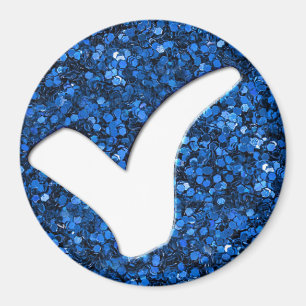 Blauw Glitter vinkje schrijfsymbool Magneet
