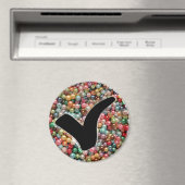 Blauw Glitter vinkje schrijfsymbool Magneet (Insitu (Vaatwasser))