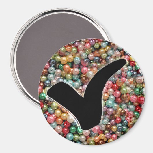 Blauw Glitter vinkje schrijfsymbool Magneet (Voorkant / Achterkant)