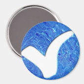 Blauw Glitter vinkje schrijfsymbool Magneet (Voorkant / Achterkant)