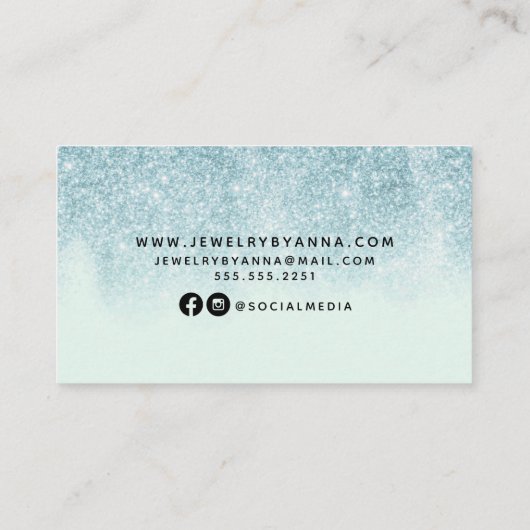 Blauw glitter visitekaartje (Achterkant)