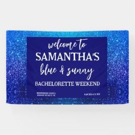 Blauw Glitter Vrijgezellenfeest Welkomstbord Spandoek