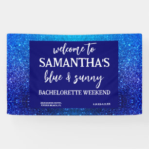 Blauw Glitter Vrijgezellenfeest Welkomstbord Spandoek