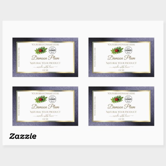 Blauw Glitter White Gold Product Label Ladybug Log (Vel)