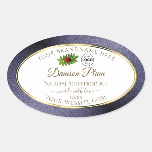 Blauw Glitter White Gold Product Label Ladybug Log (Voorkant)