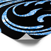 Blauw Glitter Wijnranken Krullen Bruiloft Verwelko Poster (Hoek)