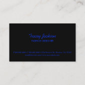 Blauw glitter wit label aangepaste visitekaartjes (Achterkant)