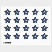 Blauw Glitter Wit Monogram Eerste Letter Aangepast Ster Sticker (Vel)