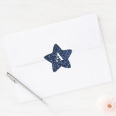Blauw Glitter Witte Monogram Initiaal Aangepaste N Ster Sticker (Envelop)