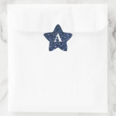 Blauw Glitter Witte Monogram Initiaal Aangepaste N Ster Sticker (Tas)