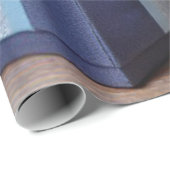 Blauw glitter, zilveren sparkle, Ornamenten, Kerst Cadeaupapier (Rol Hoek)