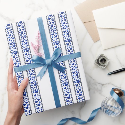 Blauw glitterhart cadeaupapier (Geschenken)