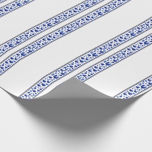 Blauw glitterhart cadeaupapier (Hoek)