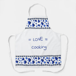 Blauw glitterhart op witte apron schort