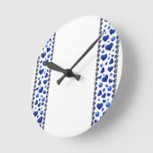 Blauw glitterhart ronde klok (Hoek)