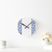 Blauw glitterhart ronde klok (Huis)