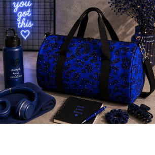 Blauw Glitterig Luipaard Patroon Plunjezak