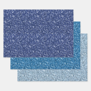 Blauw glitterscript inpakpapier vel