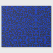 Blauw Glittery Leopard Patroon Cadeaupapier (Vlak)