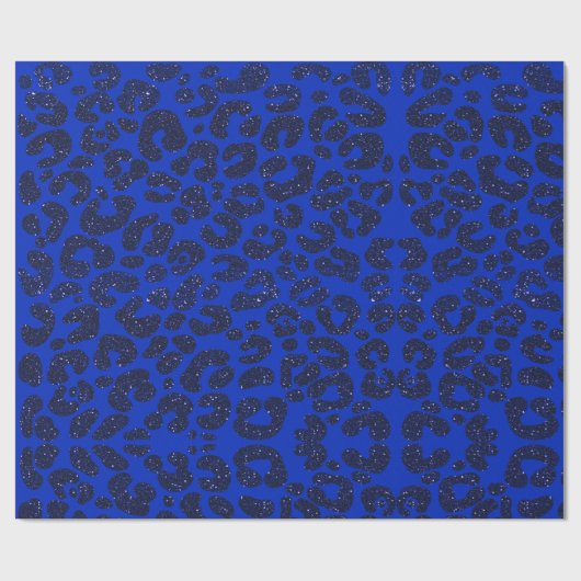 Blauw Glittery Leopard Patroon Cadeaupapier (Vlak)