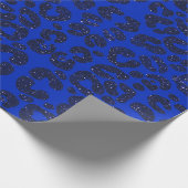 Blauw Glittery Leopard Patroon Cadeaupapier (Hoek)