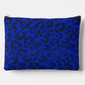 Blauw Glittery Leopard Patroon Etui (Voorkant)