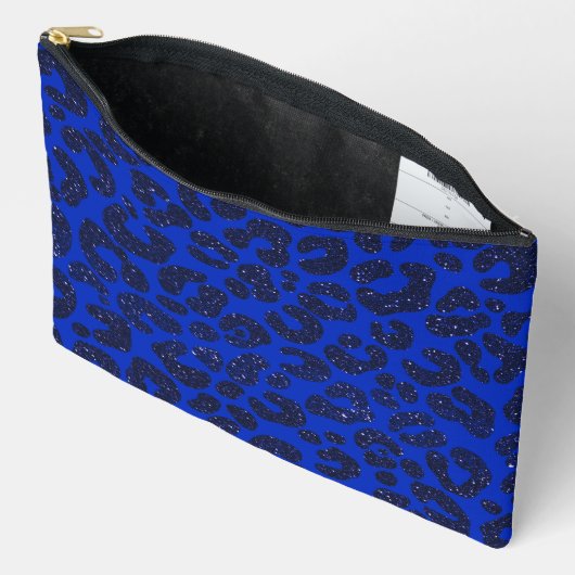 Blauw Glittery Leopard Patroon Etui (Open)