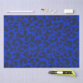 Blauw Glittery Leopard Patroon Tissuepapier (Craft)