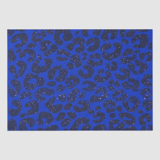 Blauw Glittery Leopard Patroon Tissuepapier (Voorkant)
