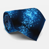Blauw gloed Muzieknoten Patroon Stropdas 2 (Opgerold)
