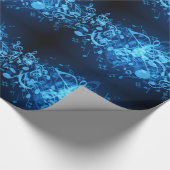 Blauw gloedpatroon Muzieknoten Cadeaupapier (Hoek)