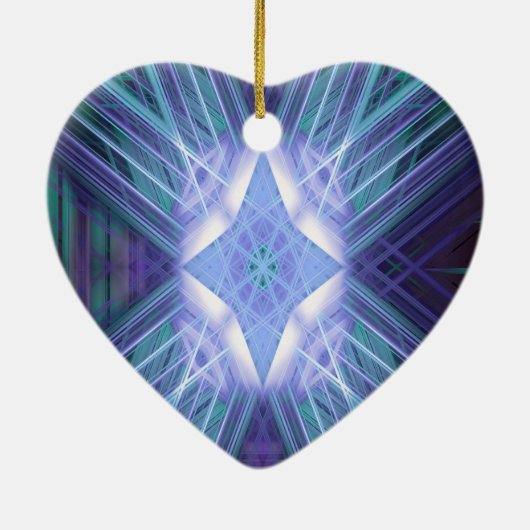 Blauw gloeiend sterpatroon keramisch ornament (Achterkant)