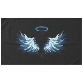 Blauw gloeiende engelenvleugels op een zwarte acht tafelkleed (Voorkant (Horizontaal))