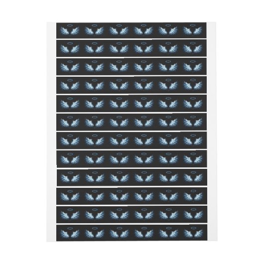 Blauw gloeiende engelenvleugels op zwarte achtergr (Vel)